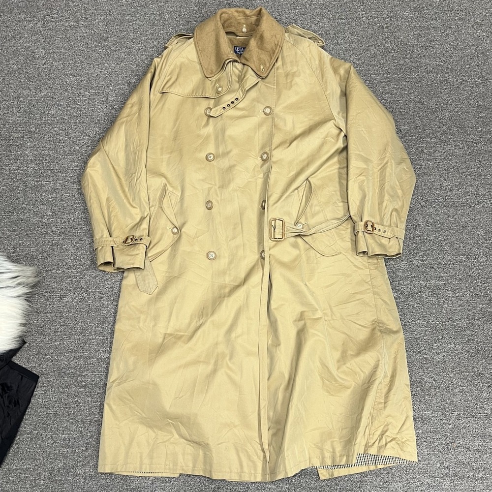 Polo Ralph Lauren Trench Coat Mens 42 Tan Wool Camel Hair Liner Belted Double B